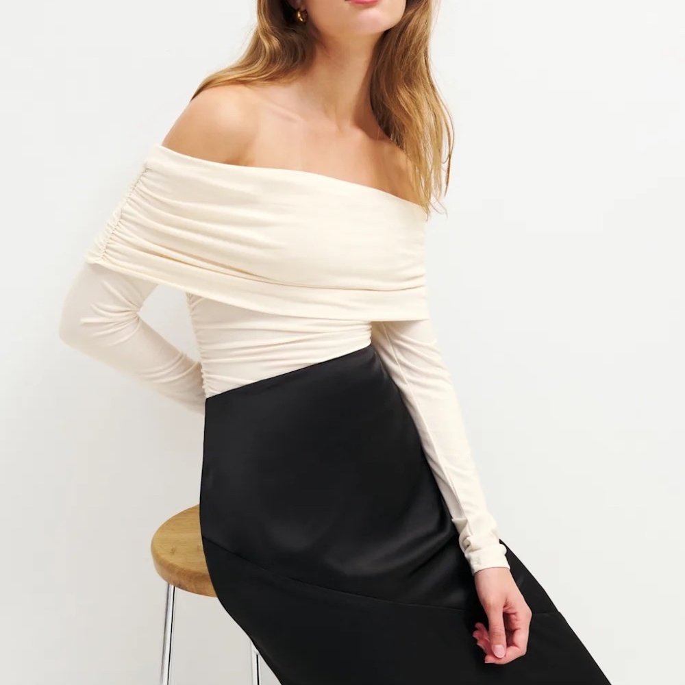 Reformation Florentina Knit Top Ivory - Size S